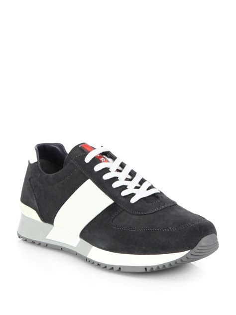 prada mens sneakers uk|Prada suede sneakers men.